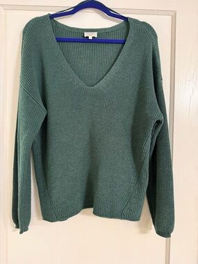 Gentle Fawn Teal V-Neck Knit Sweater